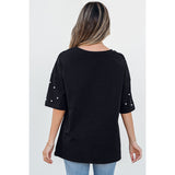 European And American Fashion & Trend Beaded Round Neck Short Sleeve