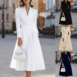 French V-neck Waist-cinching Slimming High-end Long Dress