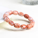 Natural Cherry Agate Barrel Shaped Bead Bracelet