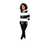 Striped hooded sweater trousers set