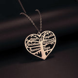 Women's Necklace Name Custom Hollow Heart English Letter Lucky Tree Titanium Steel Pendant Ornaments