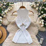 Sleeveless Knitted Vest Metal Twisted Hot Girl Top