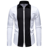 Color Block Zipper Design Plus Size Long Sleeve Shirt