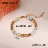 Retro Design Natural Stone Stainless Steel Bracelet Plated With Real Gold Special-interest