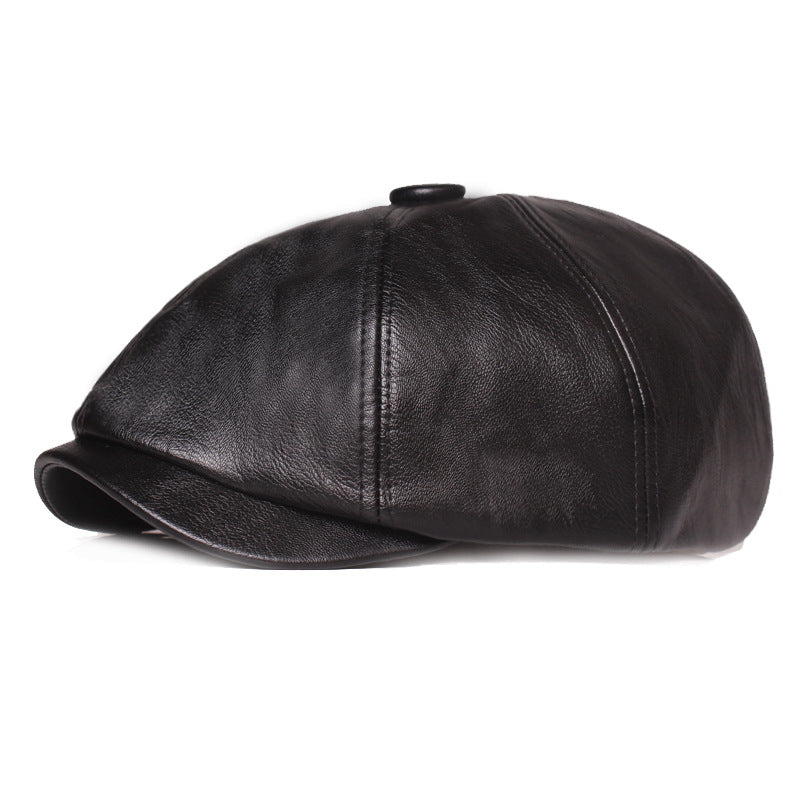 Leather Octagonal Cap Women's Retro