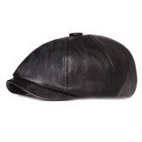 Leather Octagonal Cap Women's Retro