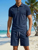 Summer Washed Distressed Polo Shirt With Buttons Mens Sports Polo Tee