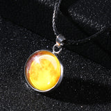 Time Stone Christmas Moon Night Sky Luminous Alloy Pendant Necklace