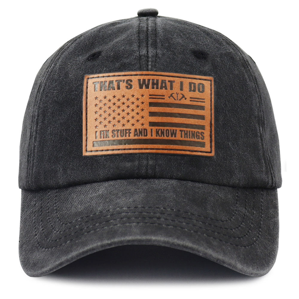 2pcs I FIX Black Hat For Men Women, Adjustable Embroidered Wash Cotton Baseball Cap