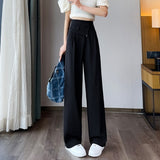 Summer Thin Design Sense High Waist Drooping Chiffon Wide Leg Loose Straight Casual Pants