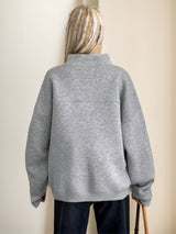 RueChic Half Button Flap Detail Drop Shoulder Sweatshirt