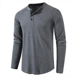 Classic Waffle Henley Tshirt Men New Crew Neck Long Sleeve Slim Fit Tee Shirt Homme Casual Heavy Weight T Shirts Male