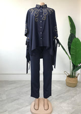 The New Suit African Plus Size Women's Hot Drilling Lapel Stitching Two-piece Suit