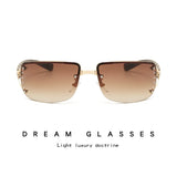 Metal Large Rim Sunglasses UV-proof Frameless Lens Sun Glasses
