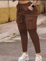 European And American Solid Pocket Ankle Banded Working Pants