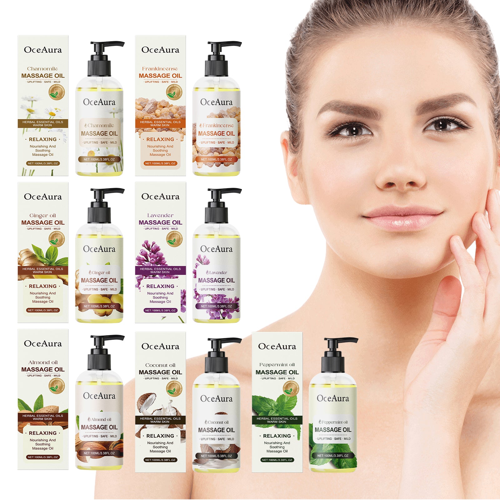 OceAura Chamomile Body Essential Oil Hydrating And Moisturizing Body Moisturizing Massage Essential Oil For Long-Lasting Moisturizing