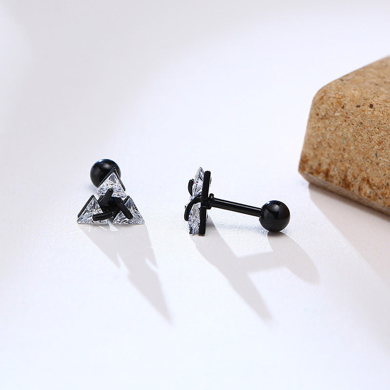 Fashion Simple Men's Zircon Triangle Earrings
