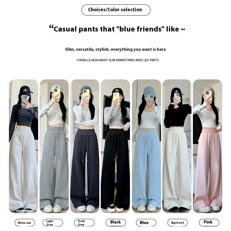 Loose Drooping Straight-leg Pants Sweatpants High Waist Slimming American Wide Leg Pants