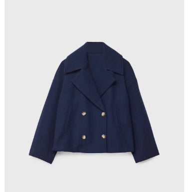 Ins Double-breasted Lapel Blazer Jacket Fashion Loose Woolen Short Coat Elegant Commuting Women's Clothing