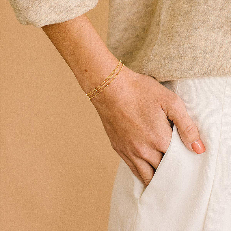 Adjustable Multi-layer Stacked Metal Beads Bracelet