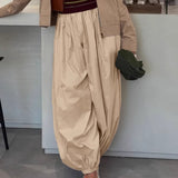 High Waist Pure Color Ankle-tied Wide Bloomers Harem Pants