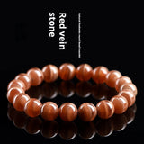 Natural Old Mine Rhodochrosite Round Beads Bracelet Peru