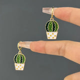Summer Colorful Oil Necklace Leaves Cactus Earrings