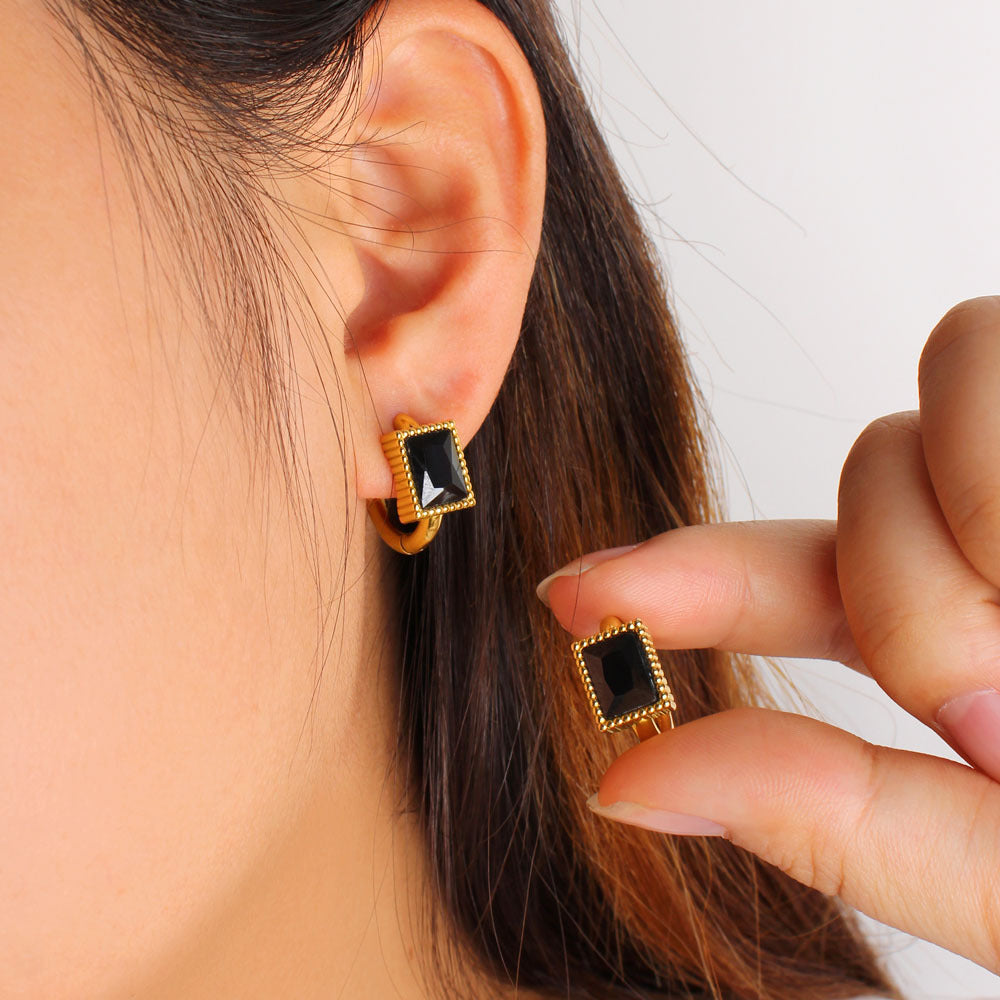 Special-interest Design Square Zircon Stainless Steel Earrings