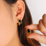 Special-interest Design Square Zircon Stainless Steel Earrings