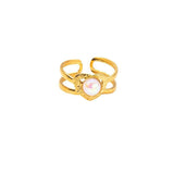 Colored Loving Heart Hollow Open-end Titanium Steel Adjustable Ring