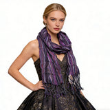 Royal Purple Jacquard Pattern Scarf,Regal Textured Scarf ,Luxe Look For Evening Wear,Scarf,vacation,daily Life,evening Party,Office Appropriate Subtlety For Women Men