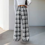 Casual Plaid Stitching Wide-leg Pants For Women