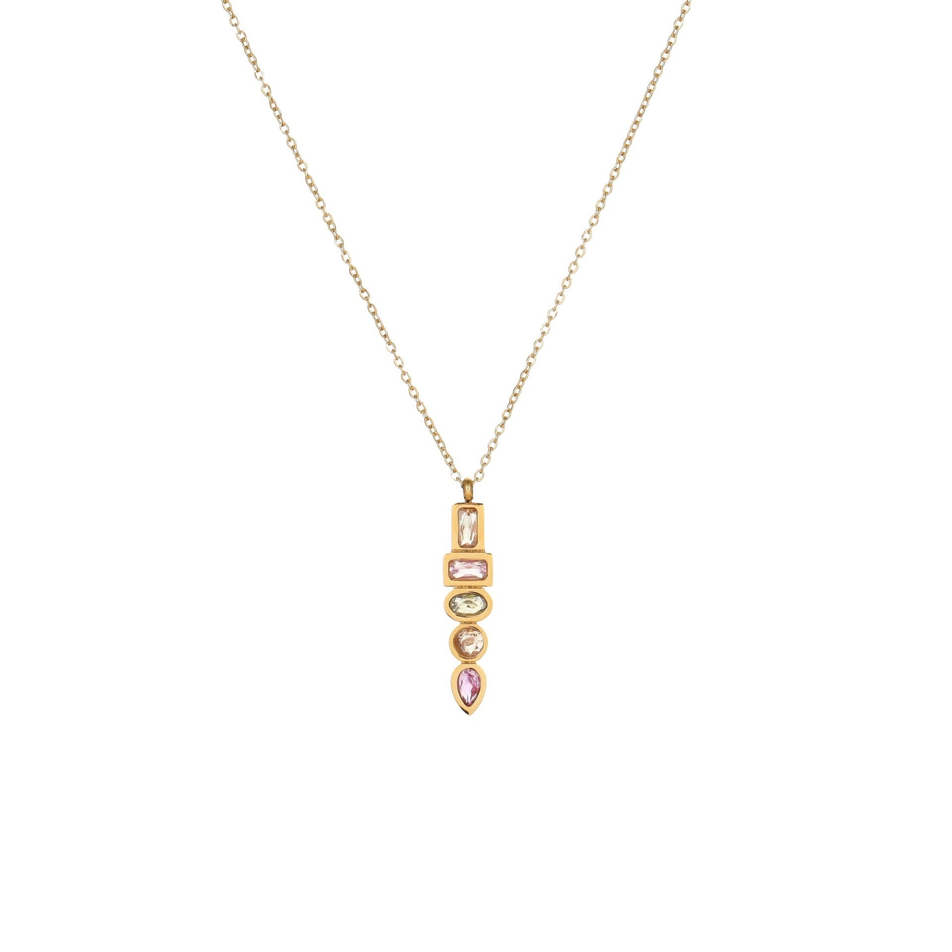 European And American Fashion Special-interest Color Zircon Star Pendant Stainless Steel Necklace