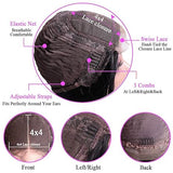 4x4 Lace Closure Human Hair Wig, Water Wave Wig Natural Color, 150 Percent Density