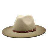 Two-tone jazz woolen hat with big brim