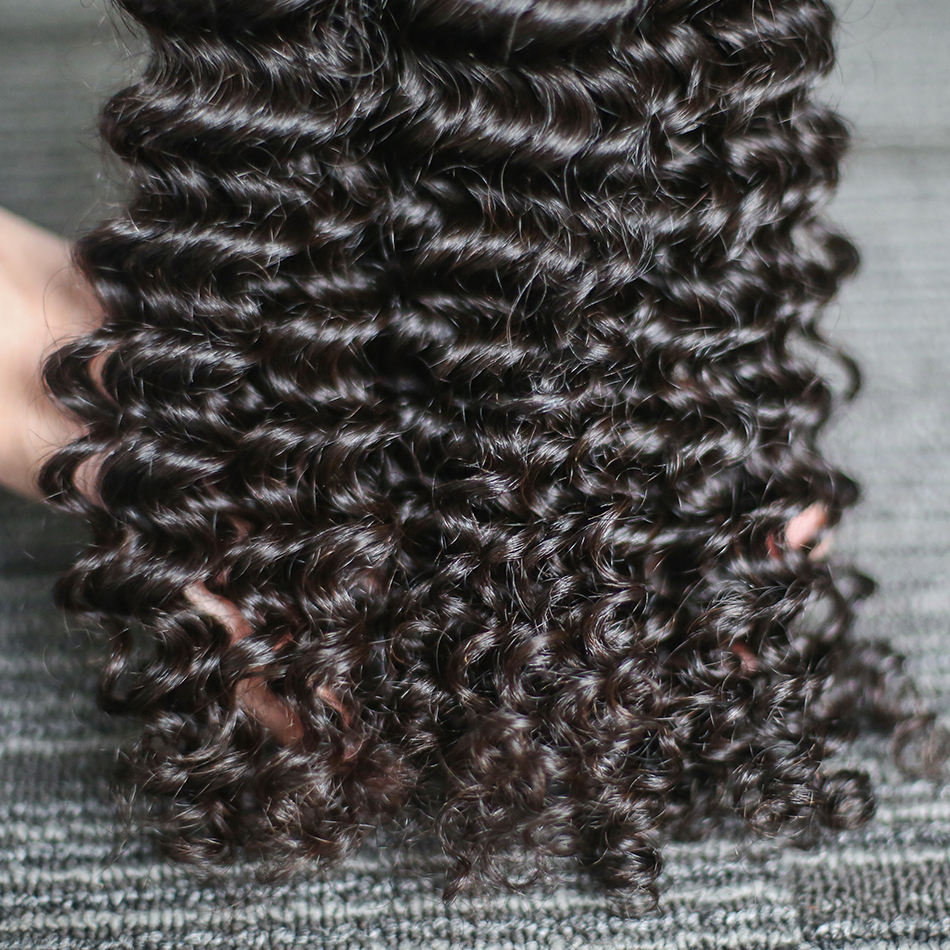 Human Hair Bundles Deep Wave Extensions, Natural Color