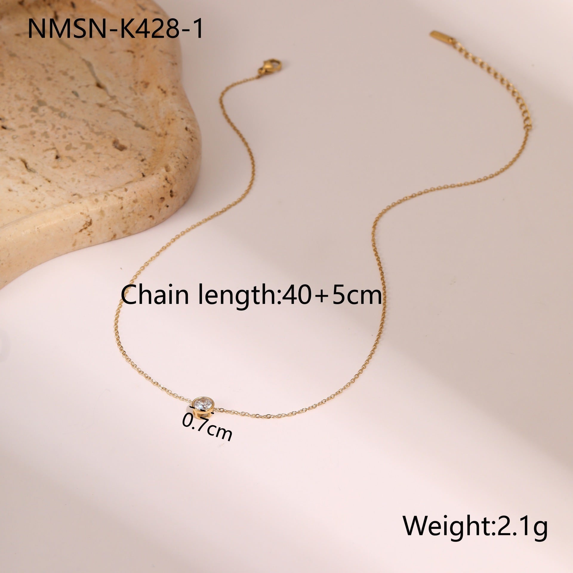 European And American Stainless Steel Necklace Gold-plated Inlaid Zircon High Sense