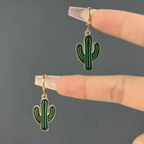 Summer Colorful Oil Necklace Leaves Cactus Earrings