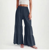 Pleated Elastic Waist Pants Female Wide-leg Casual Pants