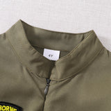 Toddler Boys Pilot Jumpsuit Army Green Long Sleeve Romper, Perfect For Birthday Party Outfits