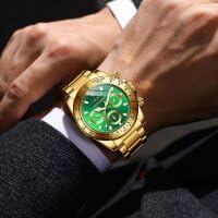 FANMIS Classics Business Analog Watch Big Face Quartz Luminous Waterproof Analog Quartz Stainless Steel Watch Elegant Gift Watch for Men