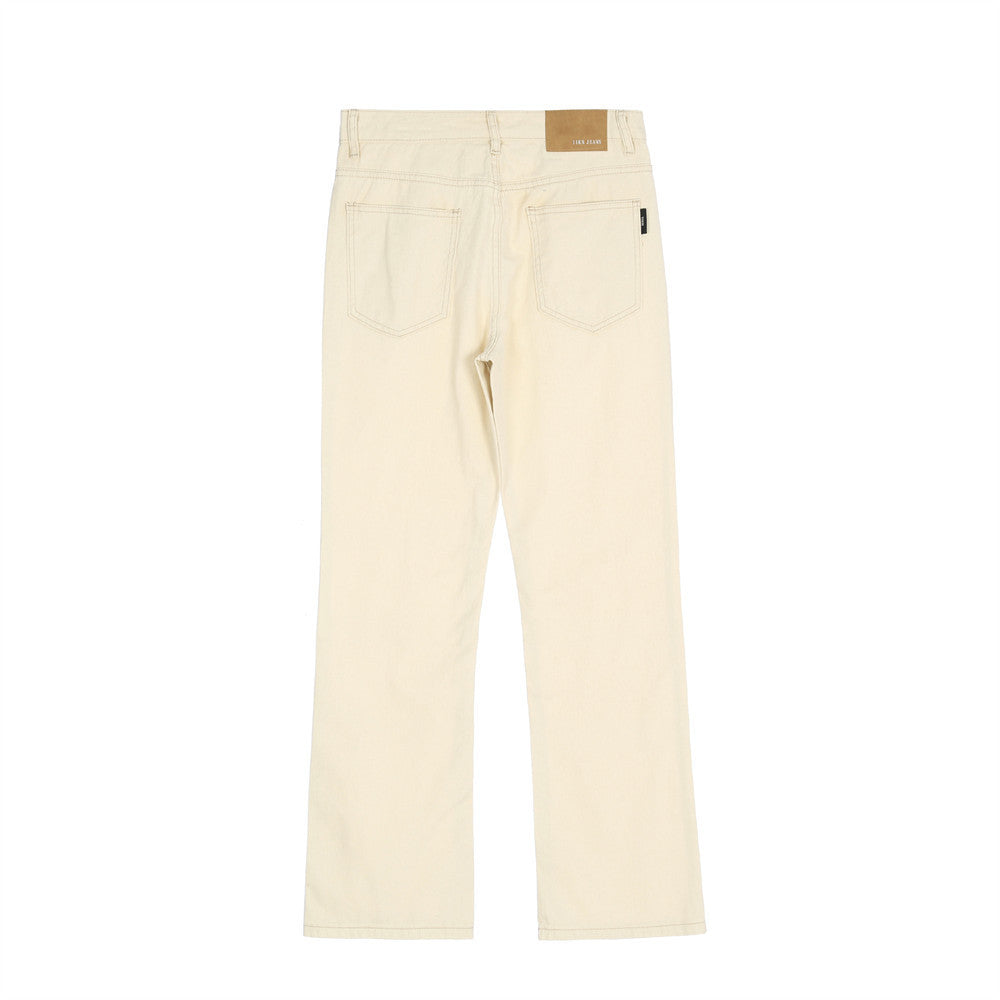 Pure Color Washed Jeans For Men