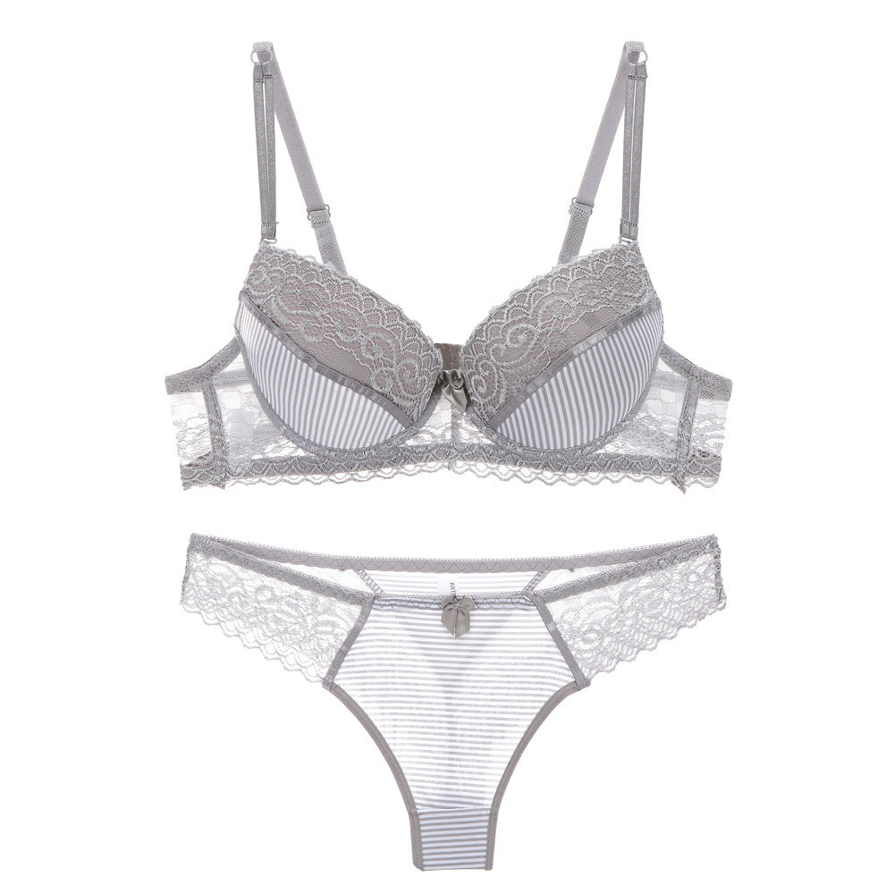 Simple Lace Bow Ladies Bra Set