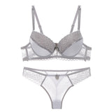Simple Lace Bow Ladies Bra Set