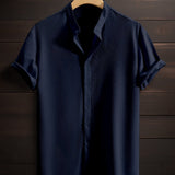 Men's Casual Breathable Polyester Fiber Stand Collar Shirt
