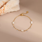 European And American Ins Freshwater Pearl Necklace Color Zircon Titanium Steel Bracelet