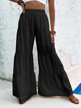 Pleated Elastic Waist Pants Female Wide-leg Casual Pants