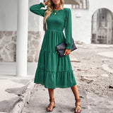 Casual Vacation Long Sleeve Waist Dress Women's Clothing