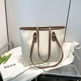 Contrast Color Retro Large Capacity New High Sense Tote Bag Student Leisure Commuter Bag