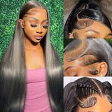 13x6 Lace Front Human Hair Wig, Straight Natural Color Wig, 150 Density